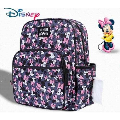 Disney Minnie Mickey Diaper Bag Baby Care Large Capacity Waterproof Nappy Bag Mummy Handbag USB Heating Backpack Christmas Gift