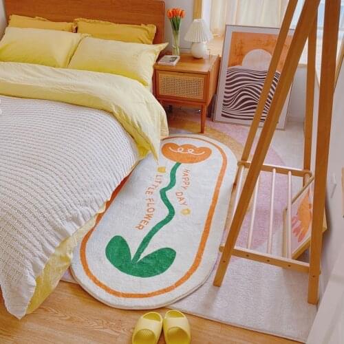 Nordic Ins Long Carpet Cartoon Cute Carpet for Bedroom Bedside Soft Area Rugs for Living Room Kitchen Non-Slip Floor Mats