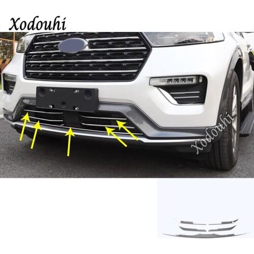 For Ford Explorer U625 2019 2020 2021 Car Styling Protection Stainless Steel Trim Front Up Grid Grill Grille Molding Frame 5pcs