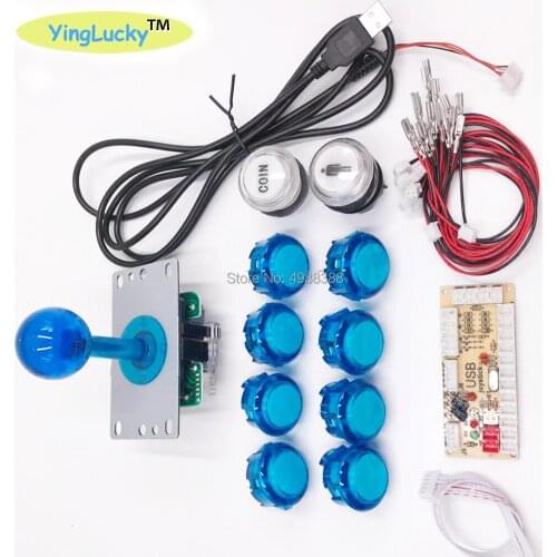 Zero Delay joysticks Arcade DIY Kit USB Encoder To PC Raspberry Pi Copy Sanwa Joystick+ LED Light Illuminated Push Button