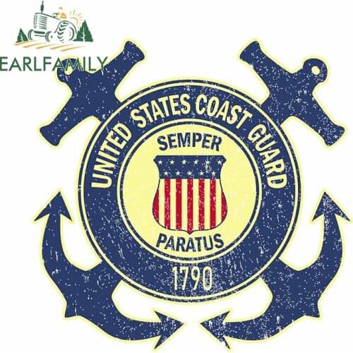 EARLFAMILY 13cm x 13cm for US Coast Guard Emblem Car Assessoires Stickers VAN Trunk Decal Personality Sunscreen Vinyl Car Wrap