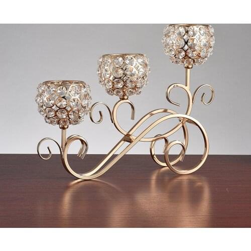 Crystal Candle Holder 3 Arms Candelabra Wedding Table Ornament Candlelight Goblet Candle Holder Home Ornament