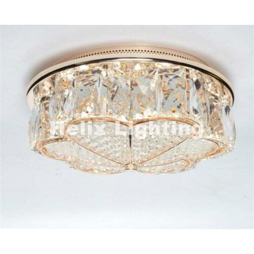 Champagne D250mm 11W LED Crystal Ceiling Light Fixture Golden LED Ceiling Light Lighting Lamp Flush Mount AC Guaranteed 100
