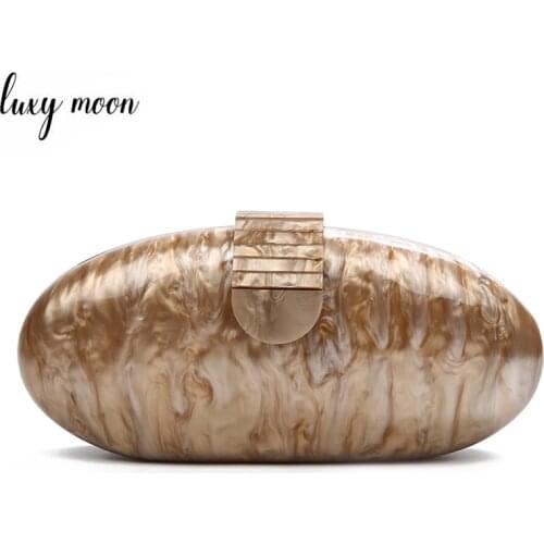 Fashion Acrylic Clutch Bag Egg Shape Purse Women Evening Bag Vintage Party Clutches Purse High Quality Mini Shoulder Bag ZD1210