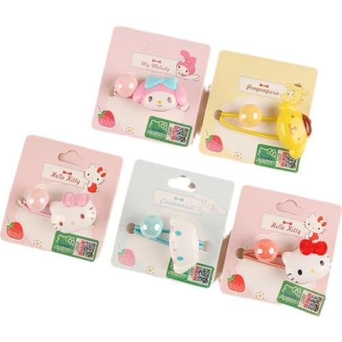 My Melody Cinnamoroll Kawaii Kids Hair Tie Kt Pom Pom Purin Cute Hair Accessories for Girls Anime Cartoon Hair Tie