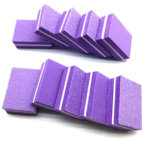 20pcs/lot Mini Sponge Nail File Purple Sanding Buffer UV Gel Polish Manicure Set Block Nail Files Double Side Nagel Vijl Tool