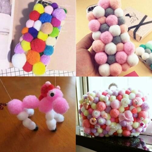 Mini Craft Pom Poms - 100 / Pack, & Vibrant, 18mm / 0.7inch Pea Size, 9