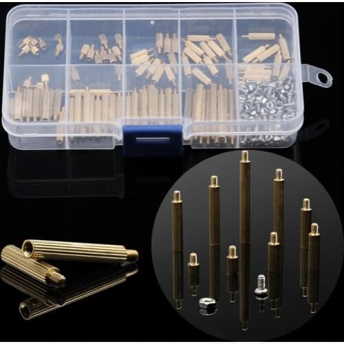 270PCS M2 Stainless Steel Screws Nuts Bolts Set Brass Pillar Single Head Circular Cylinders Copper Machine Assortment Kit
