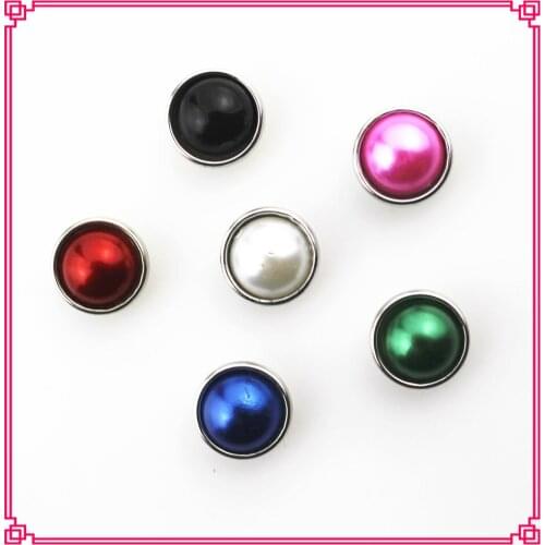 New arrive 50pcs/lot mix random color 12mm pearl snap buttons charms for 12mm snap button bangle bracelet diy jewelry