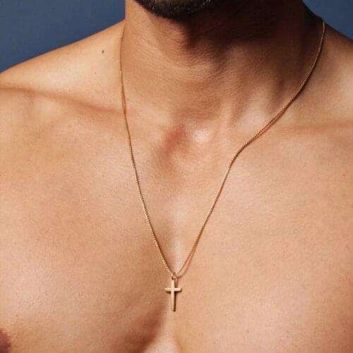 Cross Necklace for men - Mens gold cross necklace - Mens Jewelry - Gold cross pendant necklace for men - gold chain necklace