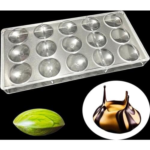 15 cavidade oblate polycarbonate baking chocolate mold for candy macaron and fina cakes mould kitchens