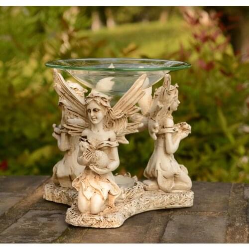 Resin Essential Oil Burner Angel Aromatherapy Furnace Incense Burner Candle Holder Bedroom Oil Lamp Aroma Burners Home Decor