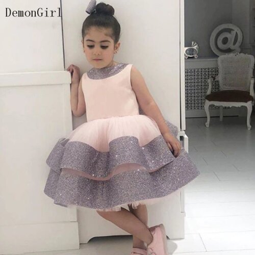 Puffy Baby Girls Party Dresses Knee Length Little Princess Birthday Dress Children Christmas New Year Clothes