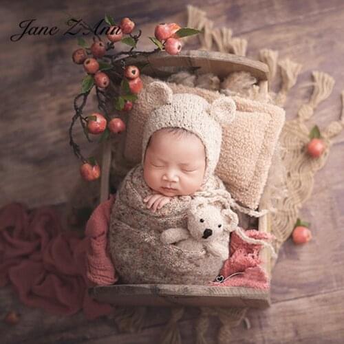 Jane Z Ann Newborn photography props Bohemian style hand-woven linen mattress baby studio shooting accessories basket filler