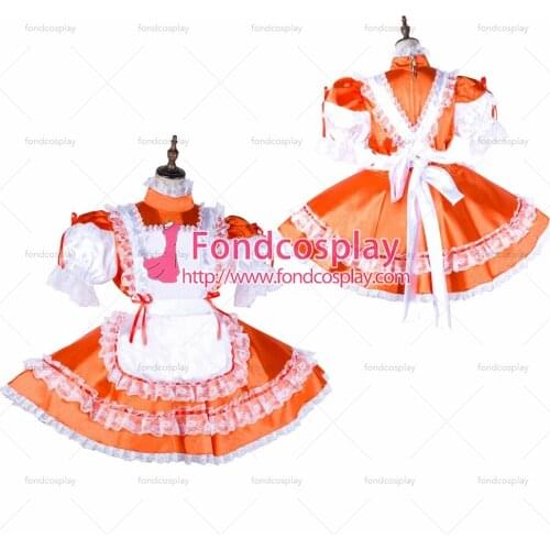 Sissy maid satin dress lockable Uniform cosplay costume Tailor-made[G2038]
