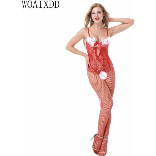 Sexy Lingerie black mesh net Sex Costumes women Hose Open Crotch Open Chest Teddies Woaixdd Underwear Intimates Kimono