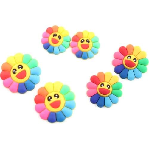 Slicone Plastic Resin Cabochon 50pcs Colorful Rainbow Colors Sunflower DIY Jewelry Findings Ornament Accessories Hair Clip Decor
