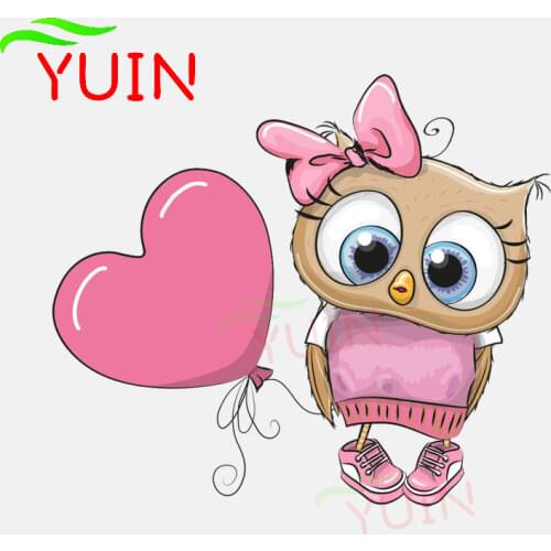 Cute Cartoon Anime Owl Girl Pulling A Balloon Car Sticker PVC Window Decoration Accessories Motorcycle Waterproof Decal 13*12cm