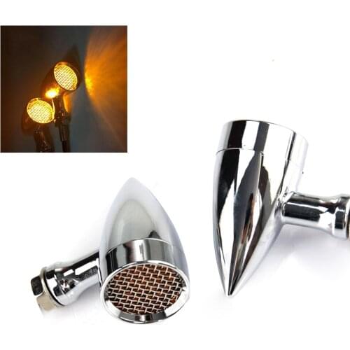 Universal Motorcycle Bullet-shape LED Lamp Aluminium Chrome CNC Turn Signal Light Tail Lights 12V Motorbike Lighting Accessories