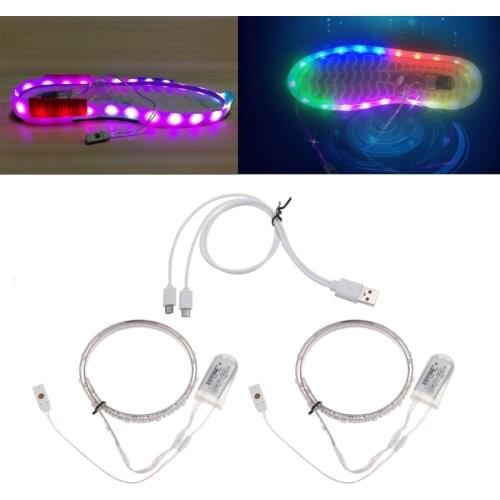 1 Pair Waterproof USB LED Shoes Strip Light 0.65mx2 RGB SMD3528 Flexible Decor Shoes Strip Light