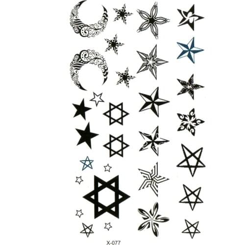 Star And Moon Waterproof Temporary Tattoos Men Tatuajes Temporales Glitter Tattoo Sleeve Tatoo Henna Tatuagem Art Tattoo Sticker