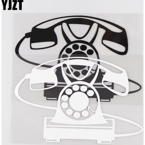 YJZT 16.4×11CM Retro Phone Car Sticker Pattern Personalized Vinyl Decal Black/Silver 20D-0091