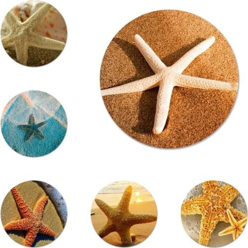 A yellow sea star by the sea Badge Brooch Pin Accessories For Clothes Backpack Decoration gift