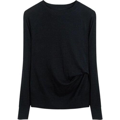 Hand made pure goat cashmere knit women fashion o-neck short pullover sweater solid color S-L retail wholesale