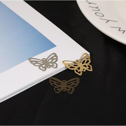 10Pcs Hot Sale 16x21mm Gold/Bronze/Rhodium Plated Butterfly Filigree Flower Wraps Connectors For Jewelry Making DIY Findings