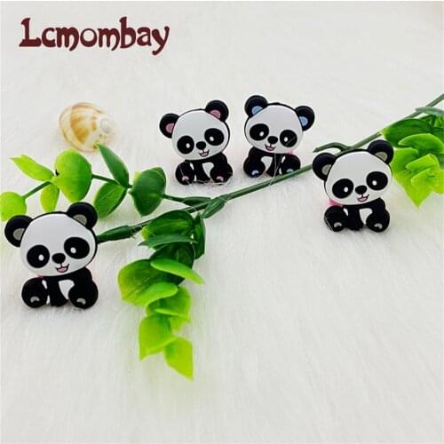 Lcmombay 10pcs Silicone Animal panda Beads Newborn Teether Products Cartoon Teething Beads DIY Pacifier Chain Baby Oral Care Toy