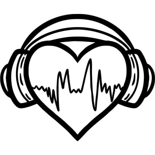 17.1cm*14cm Heart Phones Car-Styling Car Accessories Vinyl Stickers Decals Black/Silver S3-5723