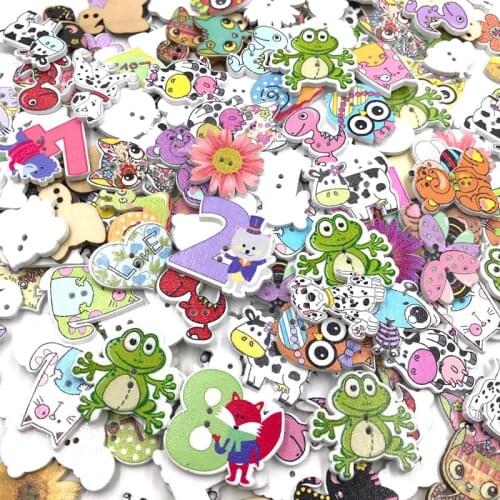 20 Pcs Animal Wood Sewing Buttons Scrapbooking Owl/Gog/Bird/Flowers WB421