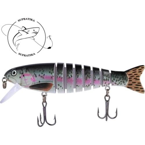 6 Colors 17G/10CM Artificial 8 Section Plastic Hard Bait Wobbler 3D Eyes Floating Bionic Bait Sea Fishing Lure Outdoor Fishing