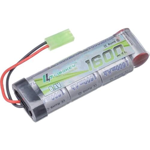 Limskey 7S 2/3A 8.4V 1600mAh NiMH Flat Battery Pack with Mini Tamiya Connector for Airsoft Guns MP5, Scar, M249, M240B, M60, G36