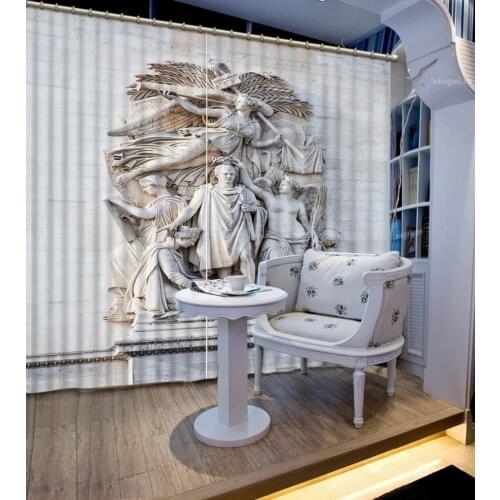 Large 3D Curtains Used for Bedroom Kitchen European Window Customize Decoration Blackout Curtains Embossed figure