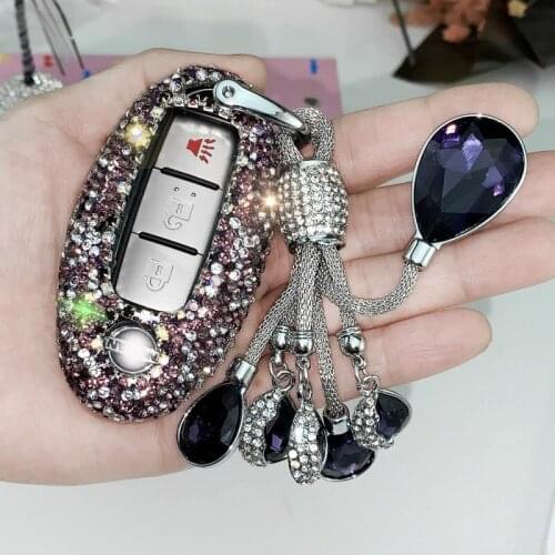For Nissan key shell cover, hacker bluebird Sylphy Nissan Teana Qida Qijun crystal diamond bag handmade women