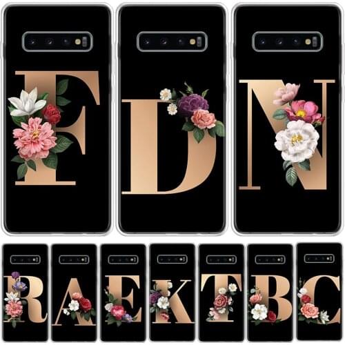 Flower 26 English Name Letters Phone Case For Samsung GalaxyA90 A71 A70 A51 A50 A41 A40 A30 A21 A10 A9 A8 A7 A6Plus M30S A20E A0