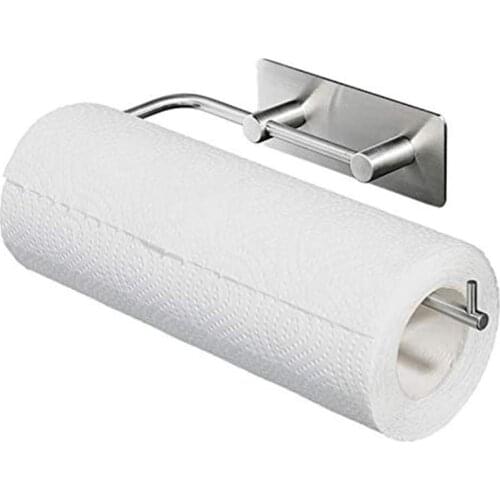 Kitchen Tissue Roll Holder Stainless Steel Punch-free Paper Bracket Wall Mounted Self Adhesive Bathroom Towel Hanging