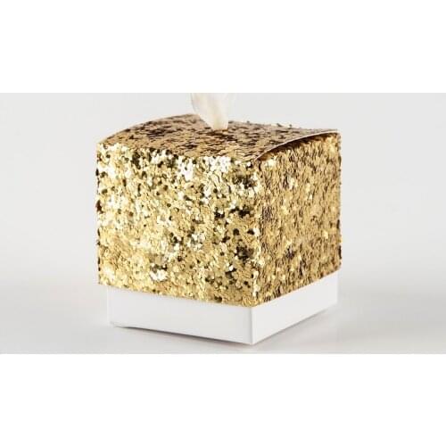 European Glitter Box Wedding Party Gift Favors Box Festive Party Wrapping Supplies Wedding Candy Box Gold Silver Glitter