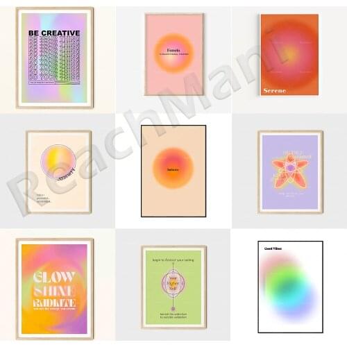 Gradient art, halo halo print, mindfulness quote, retro particle gradient balance mind print/meditation yoga poster/gradient bac