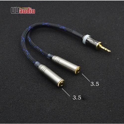 HiFi 3.5mm Male To 2x 3.5mm Female / 4N-OFC Canare Audio Cable For PC MP3
