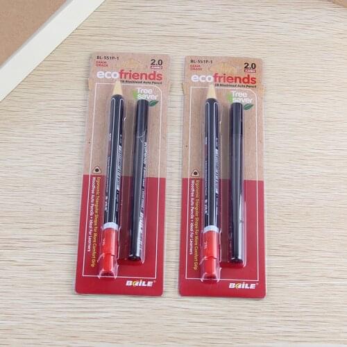 Free ship 4 cards 2.0mm mechanical pencil set automatic pencils with pencil leads Office writing painting 2B pencil with refills