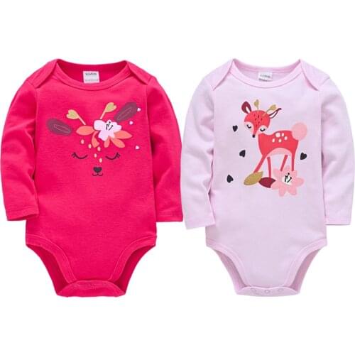Kavkas Baby Clothes Summer Cartoon Sika Deer Printing 100%Cotton Long Sleeve Fashion Jumpsuit roupa de bebe masculino