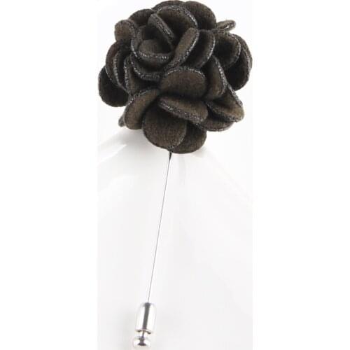 Classic Women Handmade Fabric Peony Flowers Brooches Unisex Collar Lapel Long Needle Safety Pins Party Accessory Jewelry Gifts