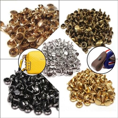 100pcs6/8/10/12mm Metal Double Cap Rivets Studs Round Rivet for Leather Craft Bag Belt Garment Shoes Pet Collar Decoration