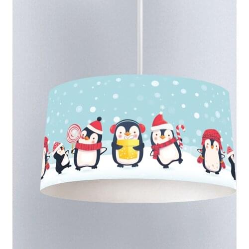Lamp For Kids Bedrooms Light Chandelier for Living Room Childrens Room Christmas Penguins Blue Model 045