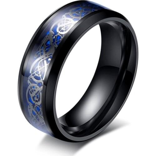 Fashion Ring Blue Dragon Titanium Domineering Mens and Womens Wedding Accessories Couple Valentines Day Anniversary Gift