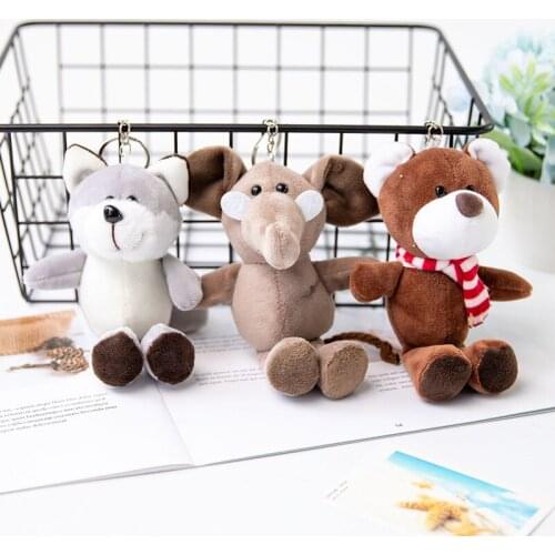 New Lively 14cm plush cute Simulation animal soft Pendant bag decoration Keychain Early education Soothing doll christmas gift
