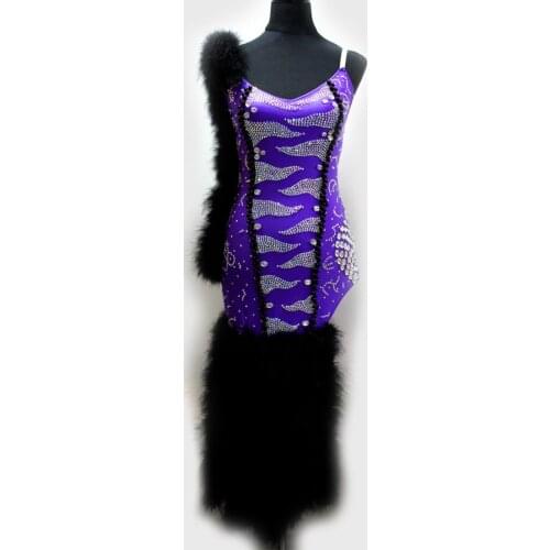 New style latin dance costume sexy Feather spandex latin dance competition dress for women child latin dance dresses S-4XL F31
