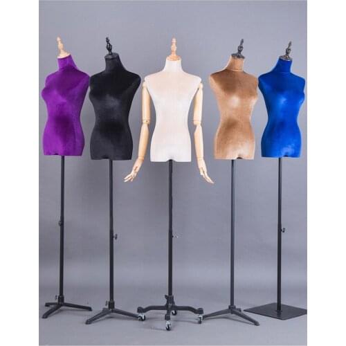 New Style Fabric Mannequin Dressmaking Model Female Half Length Colorful Velvet Rack